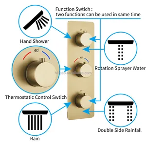 Hieep Jiangmen 2024 Nieuw Plafond Ingebed 24*12Inch Muziek Led Douchekop Regenrotatie Sproeier Water Thermostatische Douchekraan