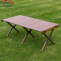 Herstellerangebot: Outdoor-Klapptisch aus Buchenholz, Ei-Roll-Tisch, Picknick-Camping-Kombination, Tragbar
