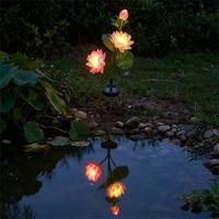 Lampe solaire à LED en aluminium pour jardin, avec abat-jour en forme de lotus, indice de protection IP65, certifiée ROHS