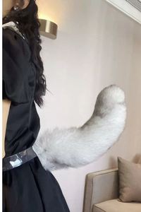 Queue de renard en fausse <span class=keywords><strong>fourrure</strong></span> avec sangle de taille, queue d'animal réaliste en peluche pour costume, idéale pour les fêtes, le cosplay, les spectacles, fournitures en gros - Product Image 6