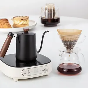 304 स्टेनलेस स्टील लकड़ी का हैंडल हाथ ब्रेव केटल लंबे थूट कॉफी पॉट होम वाणिज्यिक - Product Image 4