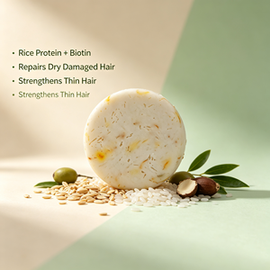 Shampooing solide écologique sans plastique, à base de protéines de riz et de biotine, faible en allergènes, sans sulfates ni silicones, pour cheveux sensibles et colorés - Product Image 2