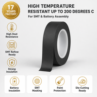 Ruban adhésif noir en PET bloquant la lumière, résistant à la chaleur, adhésif acrylique simple face pour la protection des surfaces électroniques, personnalisé