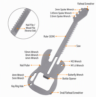 Carte multi-outils en forme de guitare, acier inoxydable 420J2, outil multifonction portable de poche pour le camping en plein air et les voyages