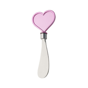 Heart Shaped Butter Knife Pink Silver Zinc Alloy Valentine'S Day Cake Decorating Tool - Product Image 1