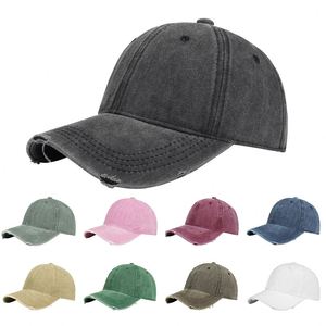 Gorra de béisbol de 6 paneles lavada personalizada al por mayor desgastada Retro Vintage algodón papá sombrero borde roto estilo deportivo gorras disponibles - Product Image 1