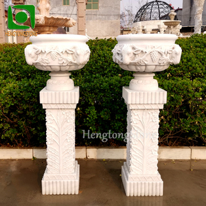 Flor decorativa de mármol blanco para jardín al aire libre y patrón de <span class=keywords><strong>cabeza</strong></span> de figura <span class=keywords><strong>griega</strong></span> <span class=keywords><strong>maceta</strong></span> de piedra tallada - Product Image 3