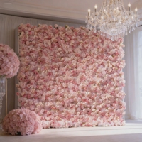 Dinding Bunga Buatan Mawar Gradasi Pink dan Putih, Latar Belakang Bunga Mawar Hydrangea, Kartu Punch Merah