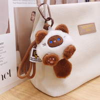 Porte-clés 3D mignon avec queue de chat, lanière en peluche, pendentif pour filles et femmes