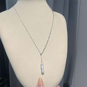 Collier de style AB en gros de Zhizhen, simple, petit, haut de gamme, en forme de Y, perle baroque avec réglage de précision, argent pur - Product Image 3