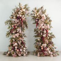 V09 Lavande Violet Floral Toile de Fond Panneau Enrouler Rideau Arche Fleur Lilas Soie Artificielle Rose Fleur Mur pour la Décoration de Mariage