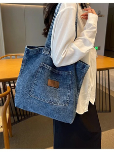 Tùy Chỉnh <span class=keywords><strong>Hobo</strong></span> Tote Giản Dị Túi Vải Retro Túi Crossbody Công Suất Lớn Ví Denim Vai Túi Cho Phụ Nữ - Product Image 5