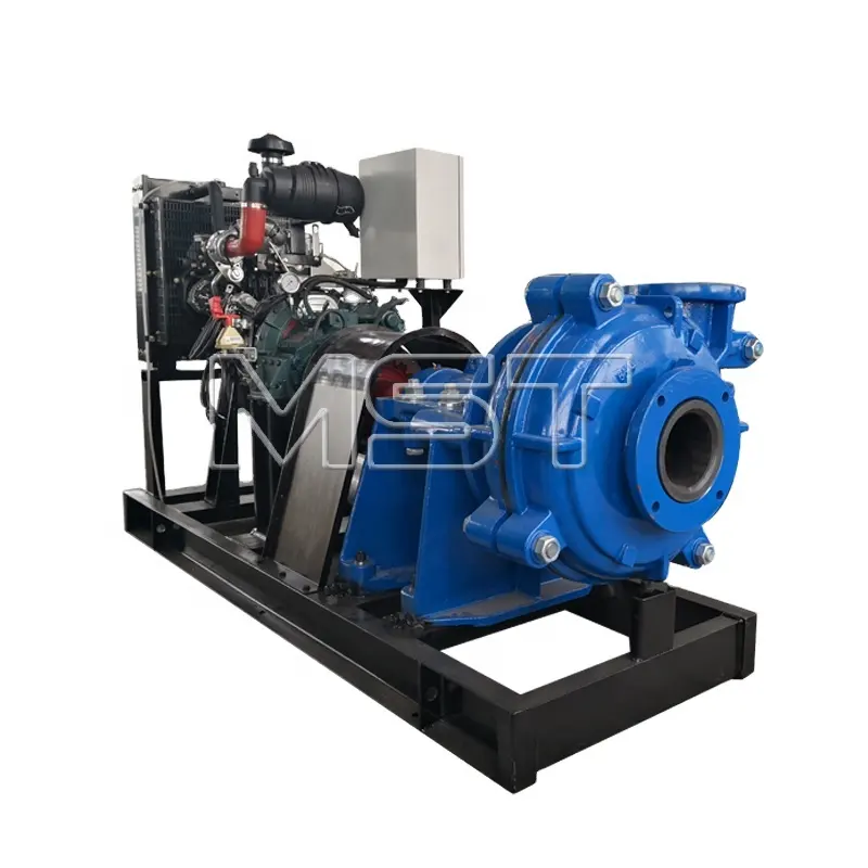 40 Pk Grind Goud Baggerpomp Horizontale Centrifugaal Dieselmotor Aangedreven Drijfmestpompen Voor Zeezandontwatering