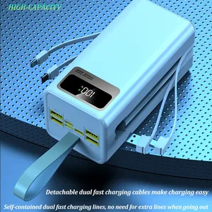 OEM Logo 50000mAh Powerbank công suất lớn hơn ngân hàng điện xách tay 100000mAh ngân hàng điện siêu công suất sạc với cáp - Product Image 6
