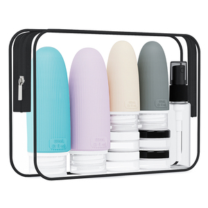 Vente en gros 60 ml 89ml Bouteille de voyage à rayures en silicone Conteneurs rechargeables Tube de savon lotion antidérapant Kit de bouteille de shampooing à presser - Product Image 1