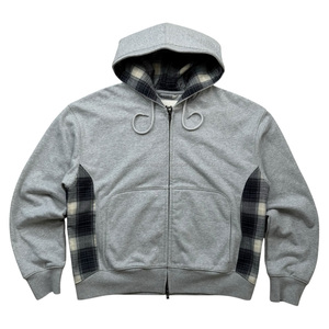 Clothing Manufacturers Custom French Terry 420gsm Cotton <b>flannel</b> Plaid Patchwork Color Block Zip up Hoodie <b>Jacket</b> for Men - Product Image 1