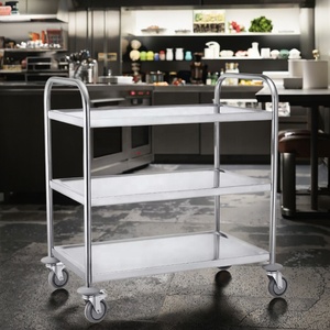 Chariot de service de cuisine professionnelle robuste en acier inoxydable, chariot de rangement roulant, chariot de service pour restaurant, équipement de cuisine - Product Image 2