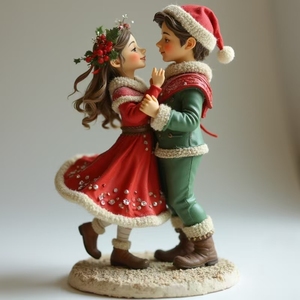 2026 nueva pareja de Navidad estatua de baile fabricante de artesanías de resina al por mayor adornos de resina personalizados regalos del Festival - Product Image 1