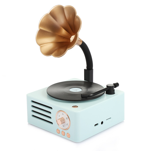 Vintage Looking Style Speaker Gramophone Blue Tooth Speakers Best Indoor Wireless Small Retro Promotional Speaker