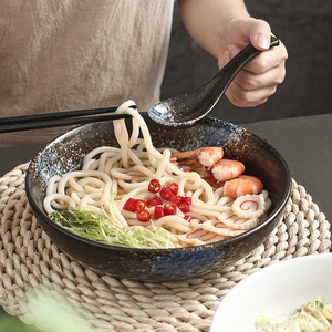 Cuenco de fideos de cerámica japonés personalizado, vajilla creativa para restaurante, uso doméstico, servir fideos de sopa poco profundos <span class=keywords><strong>Lamian</strong></span> - Product Image 4