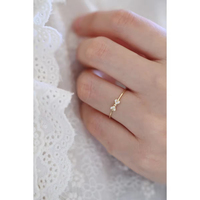 Bague de Fiançailles en Argent Sterling 925 Plaqué Or 14K avec Nœud et Zircon pour Femme, Bijoux de Mode en Dropshipping pour Mariage