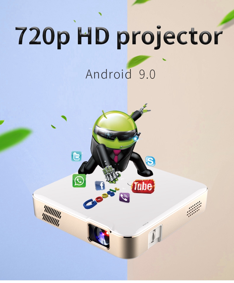 Best Portable HD Mini Projector 1280*720P Wireless DLP Short Throw Home Projector 4K with Integrated Speakers