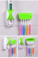 Vente en gros de presse-dentifrice et de porte-dentifrice en plastique automatique, ensemble de 5 fentes, distributeur de suspension pour brosse à dents à montage mural