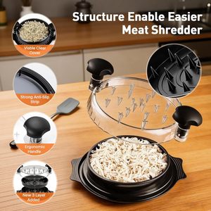 Déchiqueteur à poulet avec couvercle transparent et tapis antidérapant, ensemble en plastique écologique - Product Image 5