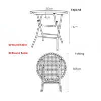 Bureau/Table Pliante Circulaire Gain de Place pour Petits Appartements et Patios - Multifonctionnel et Réglable pour Bureau à Domicile, Camping en Plein Air