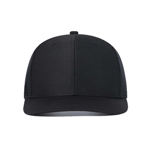 Black Mesh Baseball Cap <b>Flat</b> Brim Breathable Cotton Men's Summer <b>Hat</b> Six Piece Design - Product Image 2