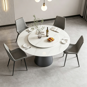Mesa de Comedor Redonda Moderna de Mármol con Tapa Giratoria para 6 Personas, Diseño Minimalista y Duradero, Muebles para Comedor - Product Image 4
