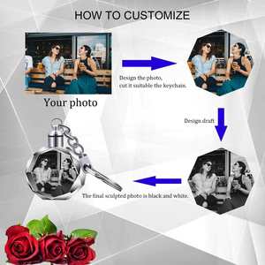 JY vende al por mayor <span class=keywords><strong>fotos</strong></span> de pareja en 3D regalo de San Valentín, regalo de boda llaveros de cristal LED personalizados - Product Image 2