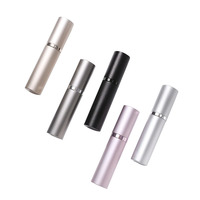 Mini flacon diffuseur de parfum en verre cylindrique de 5 ml, bouchon à vis en aluminium personnalisé, pulvérisateur à pompe, impression sérigraphique, boîte gratuite, MOQ 50 pièces