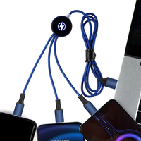 Câble Micro USB Type-C 3-en-1 en nylon tressé et aluminium de haute qualité, charge rapide 3A, avec conducteur en cuivre pur et logo LED
