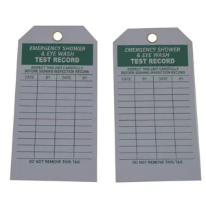 卡片纸检查和状态记录标签，图例 “洗眼站”，5.75 “长x 3.25” 宽绿色白色