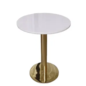White Mdf top gold steel white round table QUALITY furniture gold table dining table chrome gold