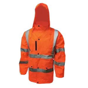 100% 牛津男士派克hivi反光防水机械连身裤保护工作服橙色fluo