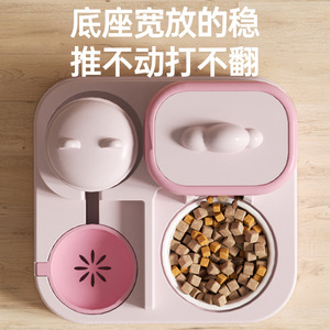 <b>Cat</b> <b>Feeder</b> Automatic Top Opening 2 In 1 Pet Bowl For <b>Cats</b> Dog Food Storage Container Square Shape Universal Pet Supplies - Product Image 3