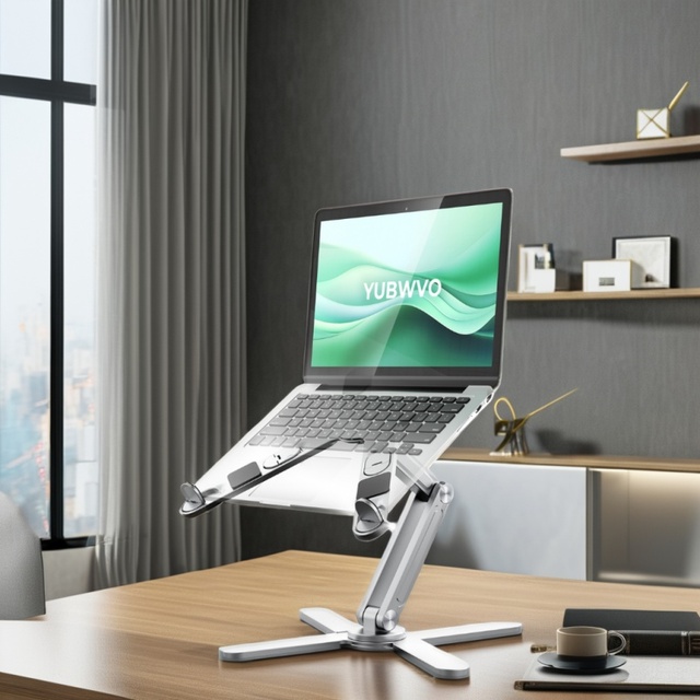 YUBWVO Portable Laptop Stand Adjustable 2.1-8 Inch Metal Desk Foldable 360 Rotating Swivel Heat-Vent Stand for Tablet PCs