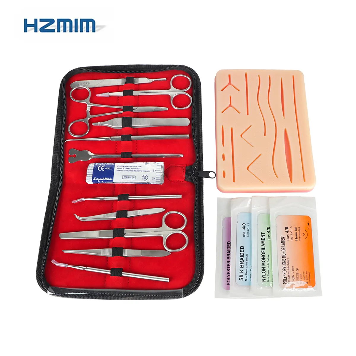 Kit de suture pour étudiants en médecine, kit de pratique de la dissection de la suture en acier inoxydable, kits de formation à l'anatomie de la suture chirurgicale