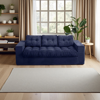 Modernes Quadratisches Komprimiertes Sofa für Wohnzimmer Knochenloses Getuftetes Kissen & Rückenlehne Gepolstertes Dreisitzer-Bodensofa