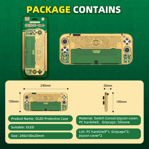 Nouvelle conception, étui de protection doré-vert de qualité supérieure, compatible avec la console OLED, accessoires de jeu, Switch The Legend of Zelda - Product Image 5