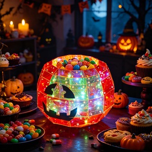 Compre un tarro de dulces con forma de calabaza LED que cambia de color HLC, adorno decorativo de calabaza para fiestas de Halloween, para crear una atmósfera interior. - Product Image 1