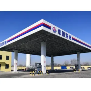 Customized Modern Low Cost Steel Structure Canopy Gas Station Shelter Petrol Station