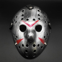 Masque de Jason en plastique noir et blanc pour Halloween, masque d'horreur amusant pour jeu de rôle, masque LED rechargeable qui s'illumine