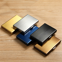 Dompet tempat kartu kredit logam pria, dompet minimalis Aluminium, wadah kartu Bank dengan klip uang desainer Porte Carte