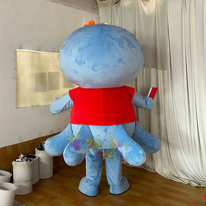 <span class=keywords><strong>Disfraz</strong></span> de Mascota de <span class=keywords><strong>Pulpo</strong></span> Personalizado para Adultos Unisex, Traje de Felpa Azul con Diseño de Chaleco Rojo de Dibujos Animados para Eventos Escolares - Product Image 4