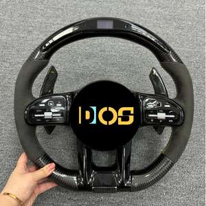 Volant en fibre de carbone personnalisé avec LED pour Mercedes-Benz 2015-2021 W205 C300 E260 E300 S400 G350 GLA <span class=keywords><strong>43</strong></span> GT <span class=keywords><strong>AMG</strong></span> GLB <span class=keywords><strong>GLC</strong></span> SL - Product Image 1
