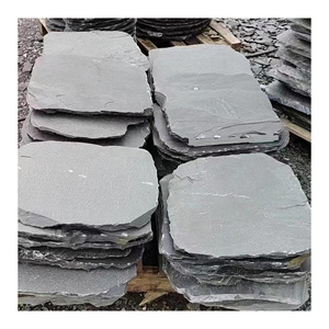 Losa de pizarra negra natural con tamaños aleatorios locos al por mayor, piedra de pavimentación para patio exterior, jardín, piedra de paso, piedra azul - Product Image 1