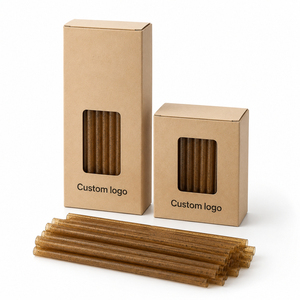 Pajitas de Cóctel Compostables de Café Molido Bio Marrón Oscuro de 5-13mm, Envueltas Individualmente y Personalizadas - Product Image 1